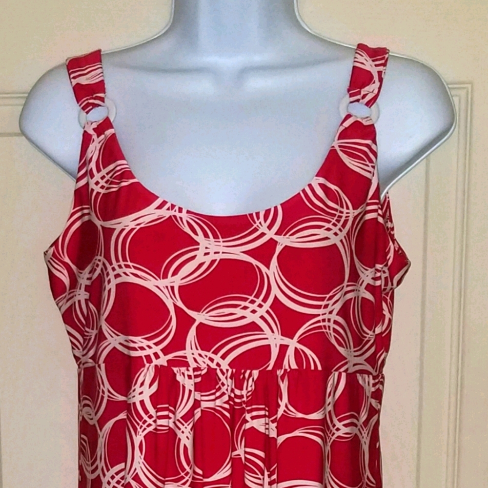 mid length pink & white dress